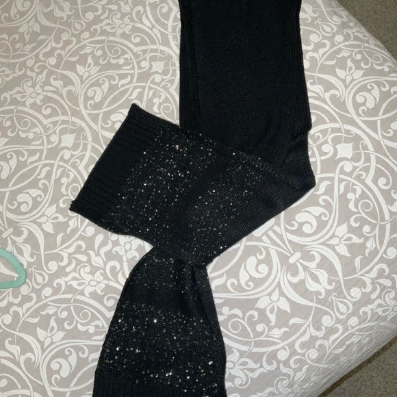 MK Michael Kors OS black silver sequence scarf neck winter knitted sweater - Picture 9 of 11